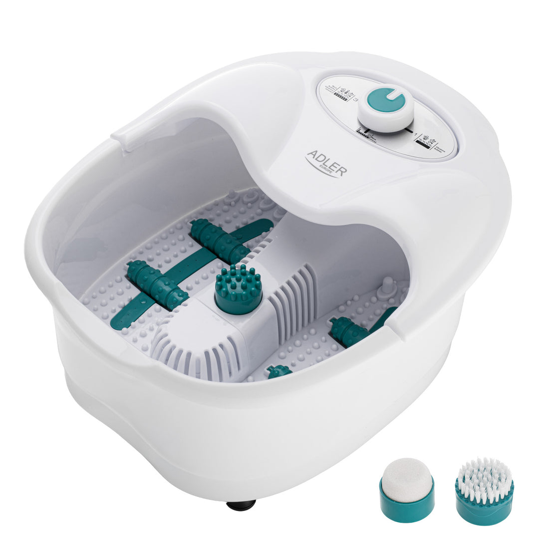 Appareil de massage des pieds Adler, massage à bulles, par vibrations et chauffant, infrarouge, 4 rouleaux + 3 embouts, AD 2167 White