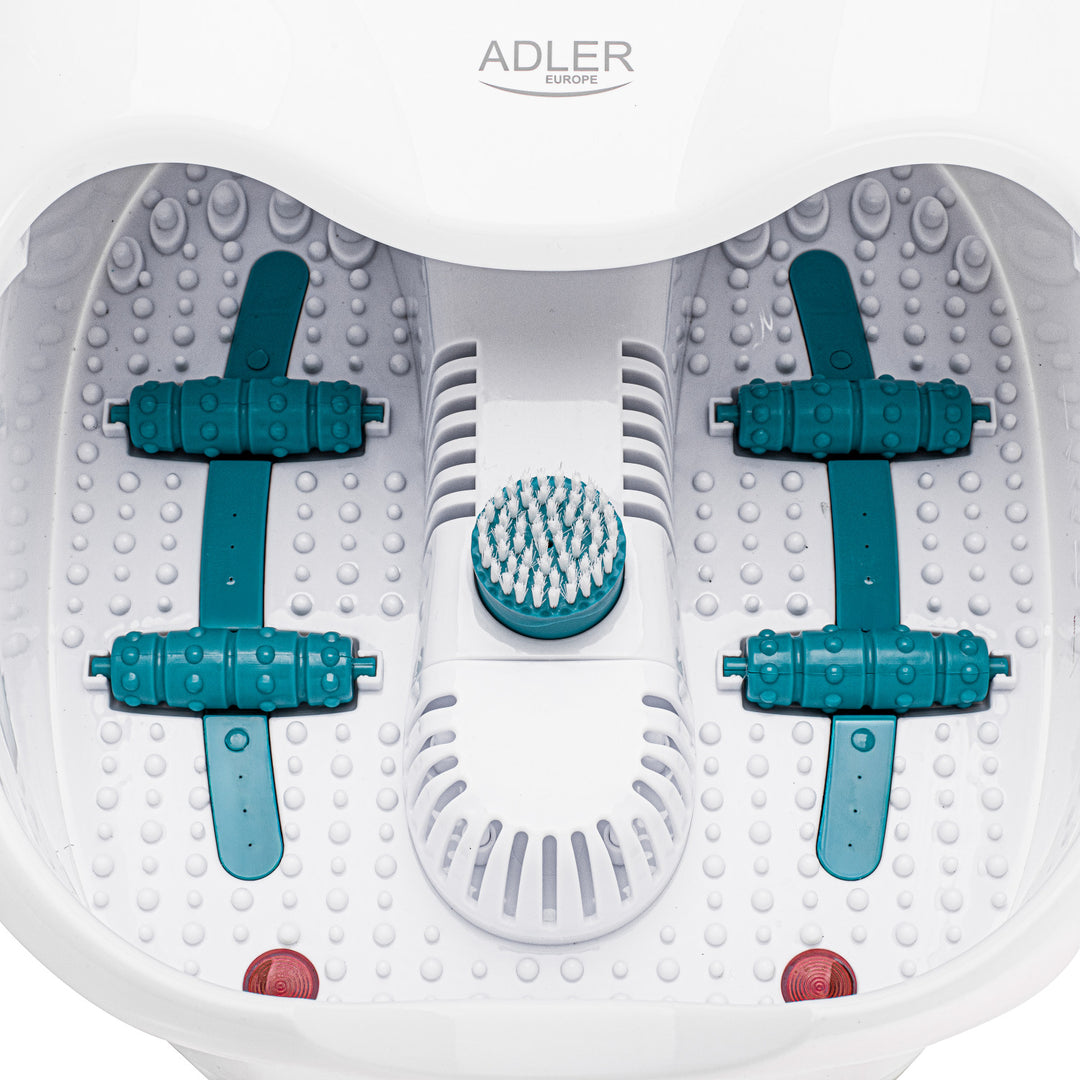 Appareil de massage des pieds Adler, massage à bulles, par vibrations et chauffant, infrarouge, 4 rouleaux + 3 embouts, AD 2167 White