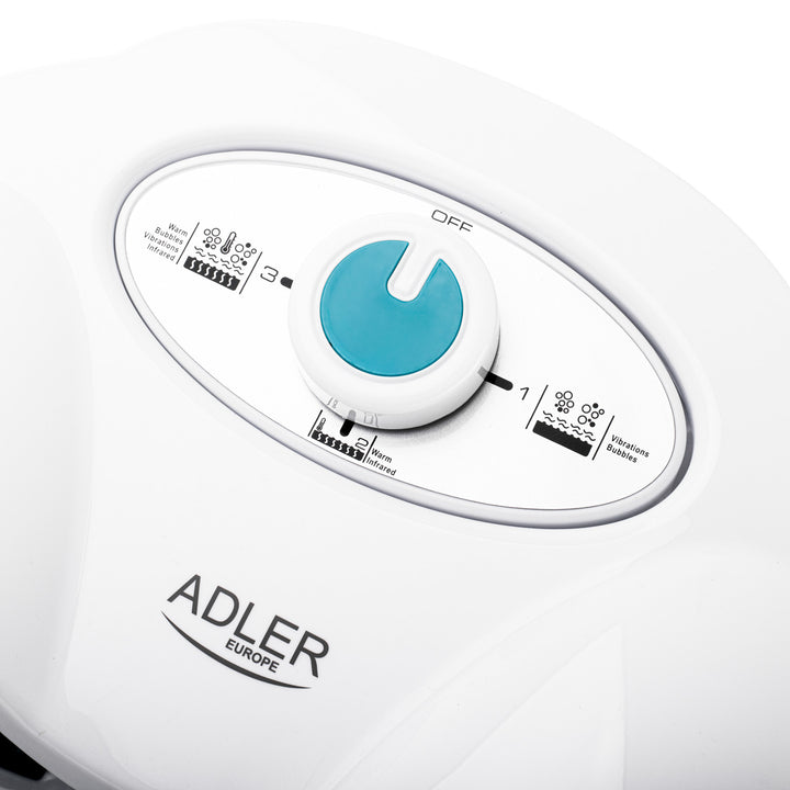 Appareil de massage des pieds Adler, massage à bulles, par vibrations et chauffant, infrarouge, 4 rouleaux + 3 embouts, AD 2167 White