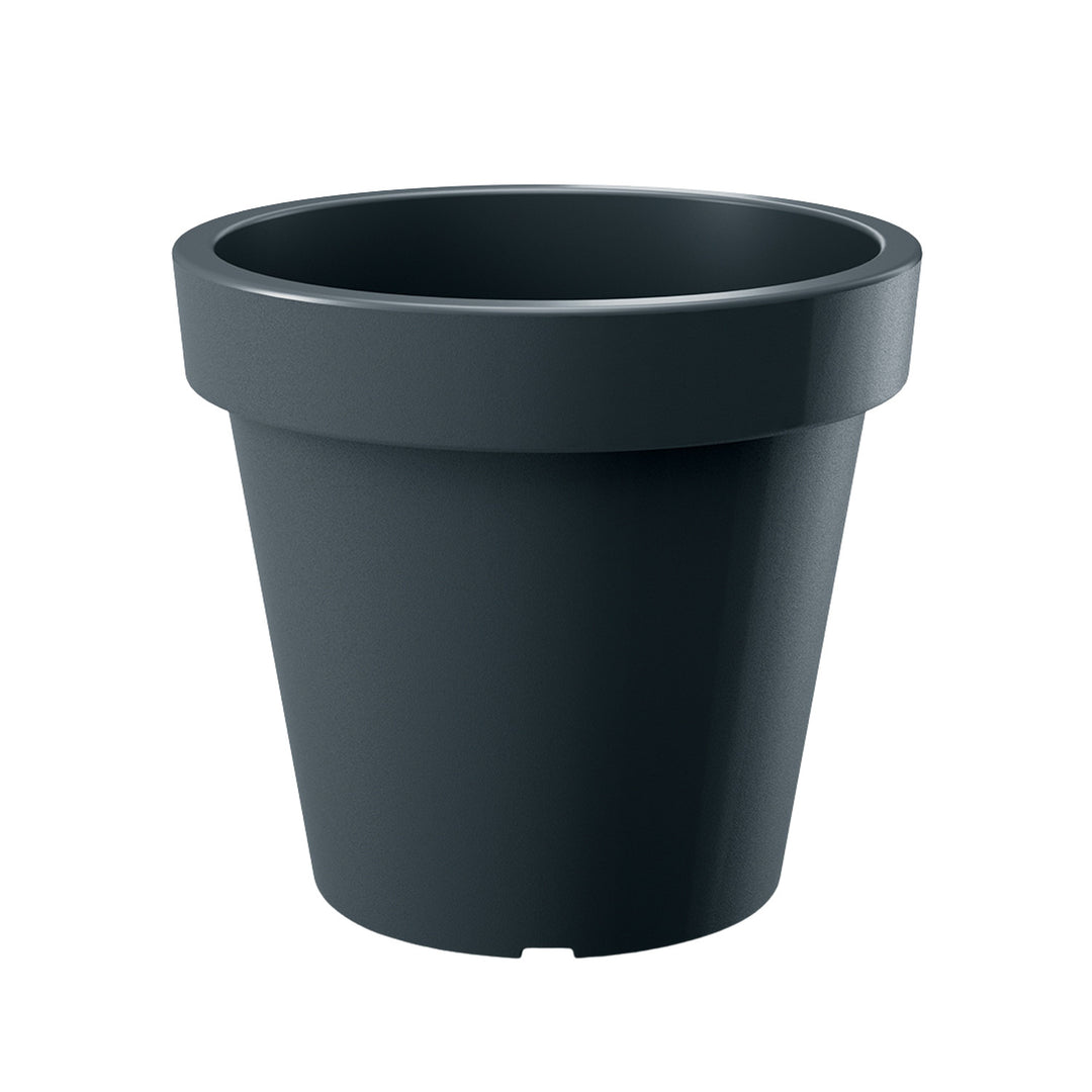 Jardinière Ethick Lexo Round, diamètre 80 cm, hauteur 75 cm, finition mate, résistante aux intempéries, trou de drainage, couleur anthracite, DLR800-S433