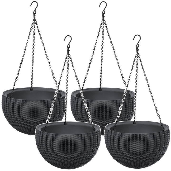 Pot suspendu Keter Sphere Planter, couleur anthracite, lot de 4
