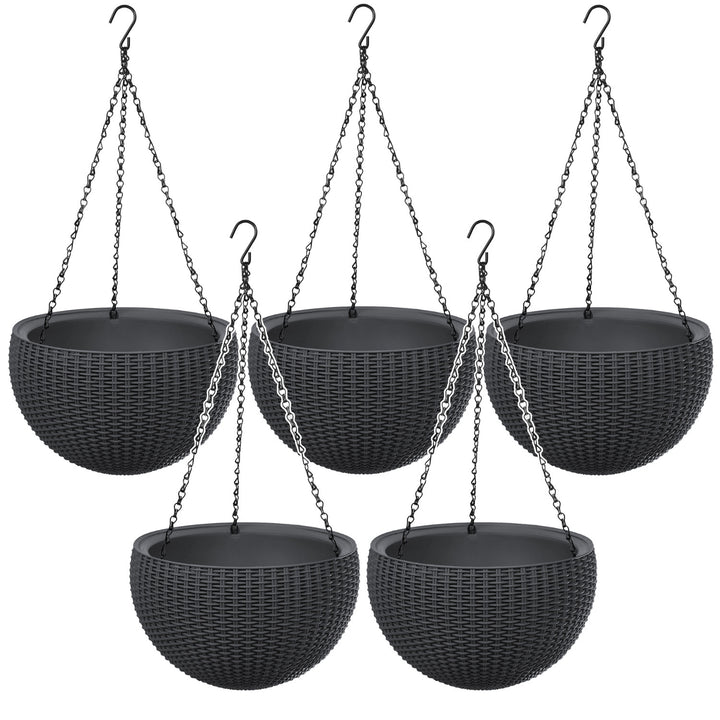 Pot suspendu Keter Sphere Planter, couleur anthracite, lot de 5