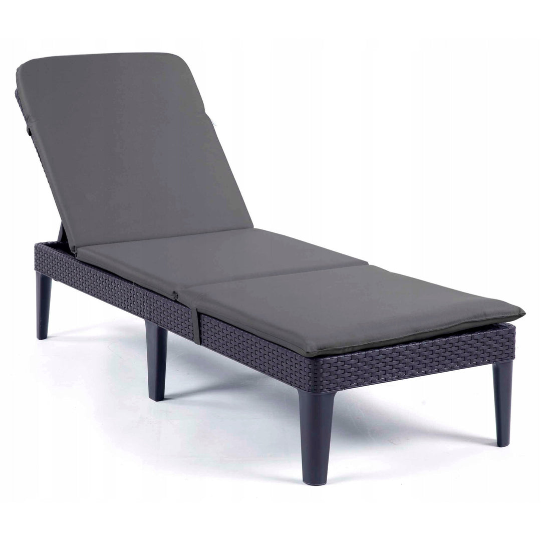 Coussin pour chaise longue Jaipur, couleur gris foncé, tissu S-500, dimensions 190 x 60 cm, deux systèmes de fixation, imperméable, lavable en machine, S-49