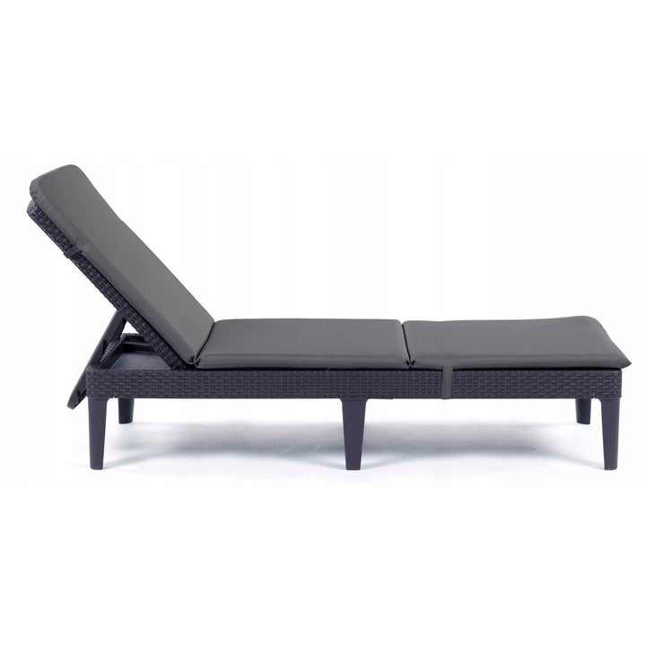 Coussin pour chaise longue Jaipur, couleur gris foncé, tissu S-500, dimensions 190 x 60 cm, deux systèmes de fixation, imperméable, lavable en machine, S-49