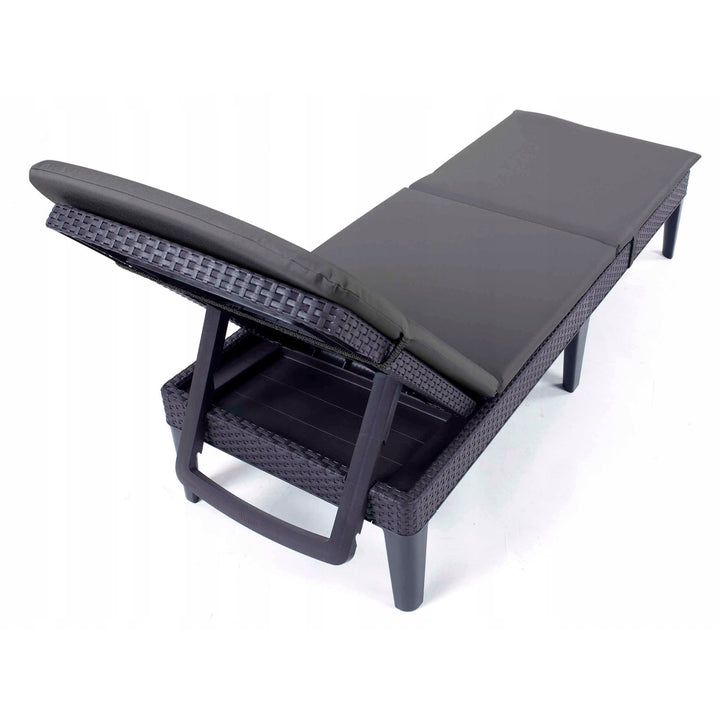 Coussin pour chaise longue Jaipur, couleur gris foncé, tissu S-500, dimensions 190 x 60 cm, deux systèmes de fixation, imperméable, lavable en machine, S-49