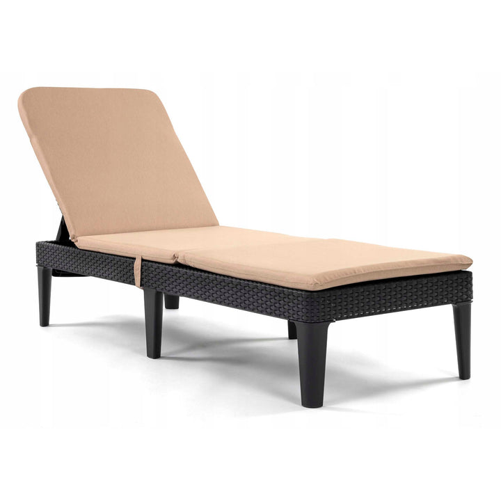 Coussin pour chaise longue Jaipur, couleur beige, tissu S-550 mélangé, dimensions 190 x 60 cm, deux systèmes de fixation, imperméable, lavable en machine, mélangé S-21