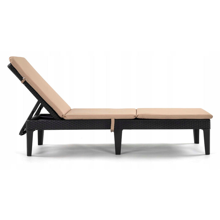 Coussin pour chaise longue Jaipur, couleur beige, tissu S-550 mélangé, dimensions 190 x 60 cm, deux systèmes de fixation, imperméable, lavable en machine, mélangé S-21