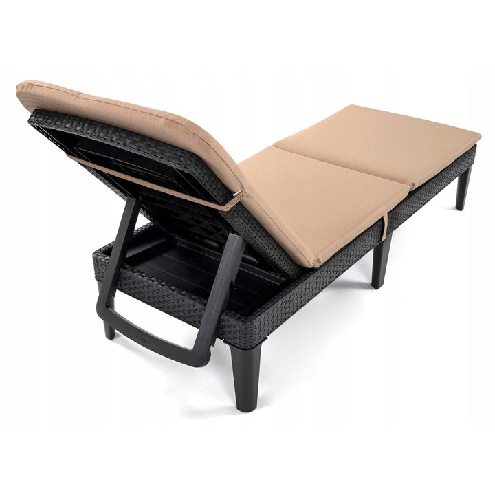 Coussin pour chaise longue Jaipur, couleur beige, tissu S-550 mélangé, dimensions 190 x 60 cm, deux systèmes de fixation, imperméable, lavable en machine, mélangé S-21