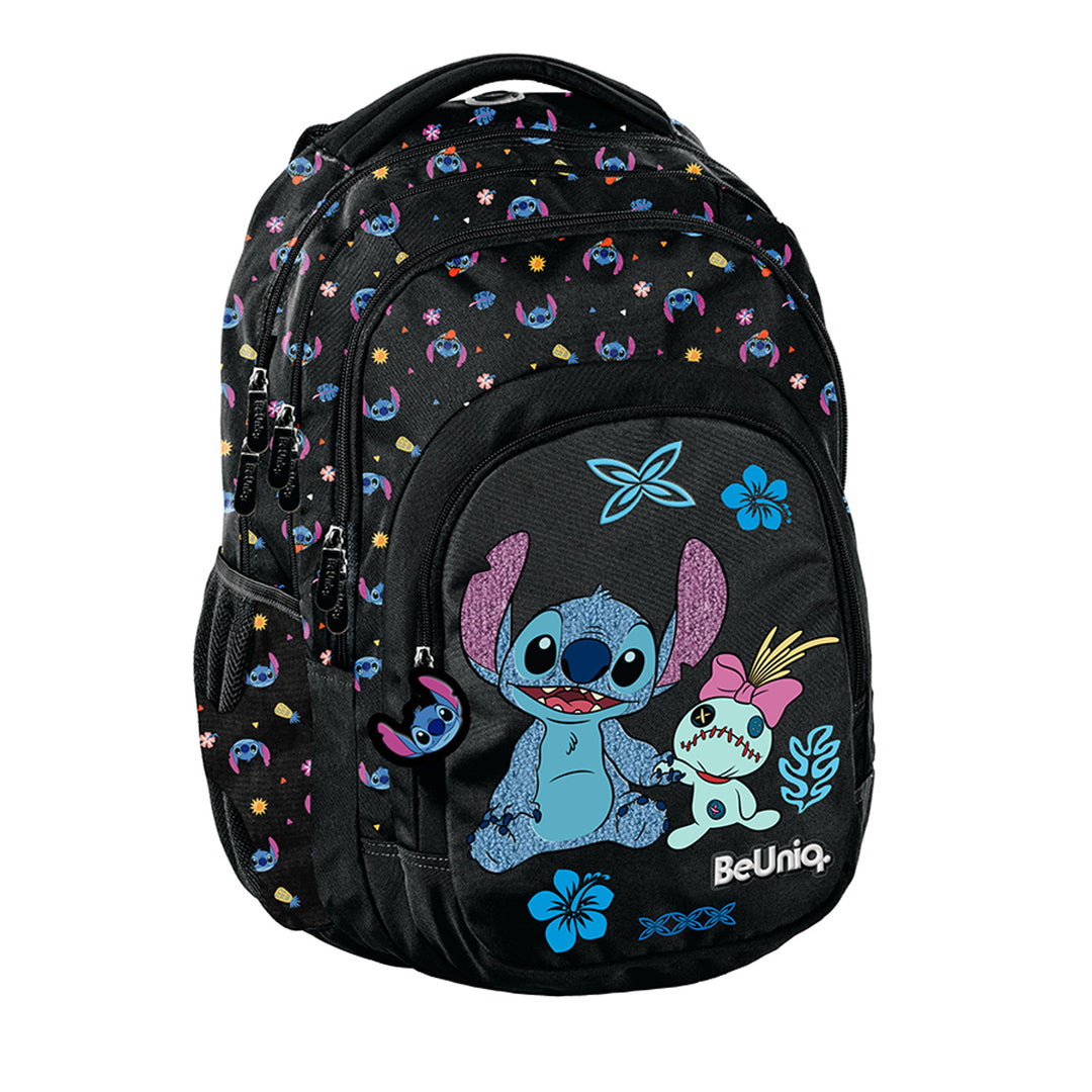 Ensemble scolaire Stitch Paso, sac à dos à trois compartiments, avec un compartiment pour ordinateur portable et un fond renforcé, trousse à crayons avec élastiques pour les fournitures, sac à chaussures pouvant être porté sur le dos, DS26MM