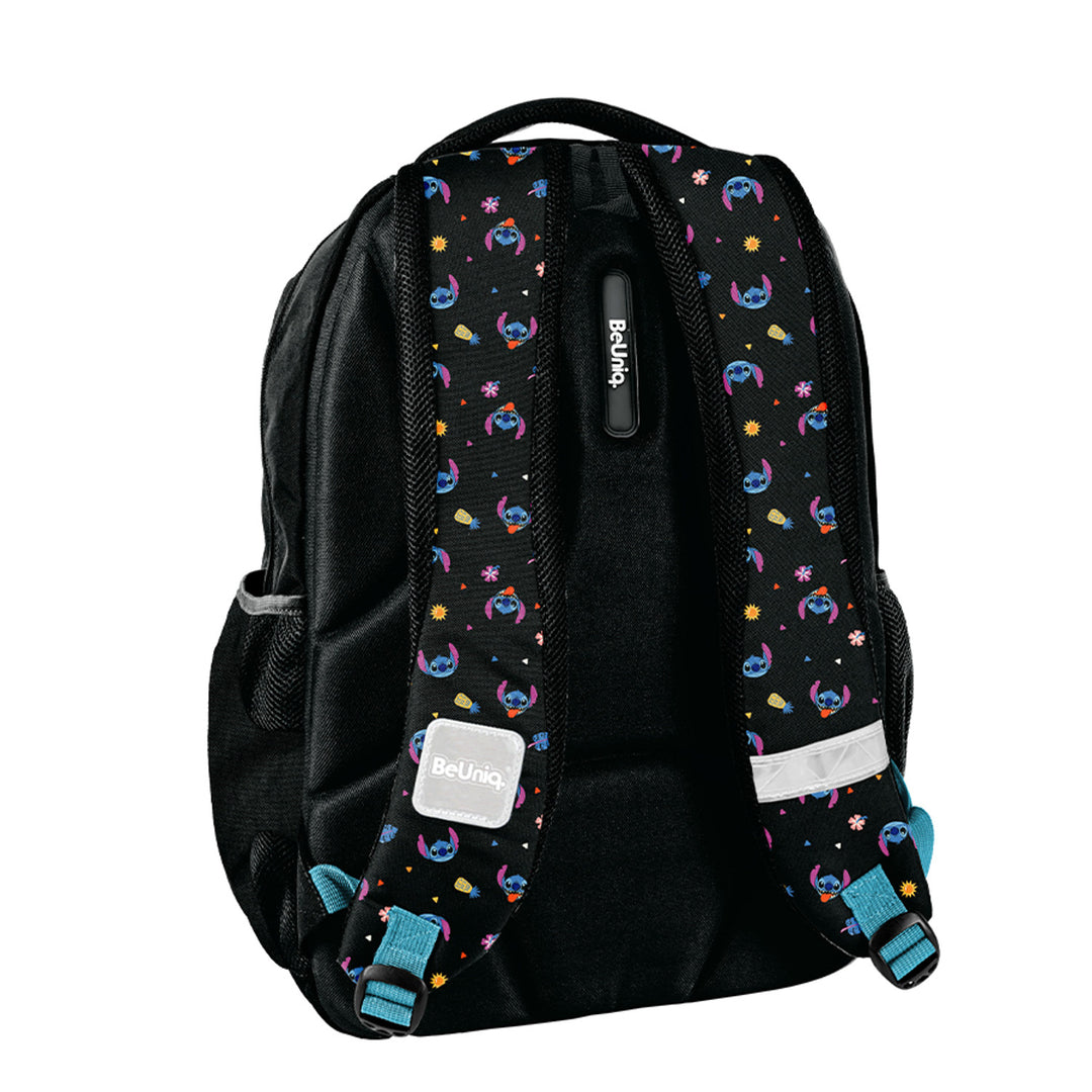 Ensemble scolaire Stitch Paso, sac à dos à trois compartiments, avec un compartiment pour ordinateur portable et un fond renforcé, trousse à crayons avec élastiques pour les fournitures, sac à chaussures pouvant être porté sur le dos, DS26MM