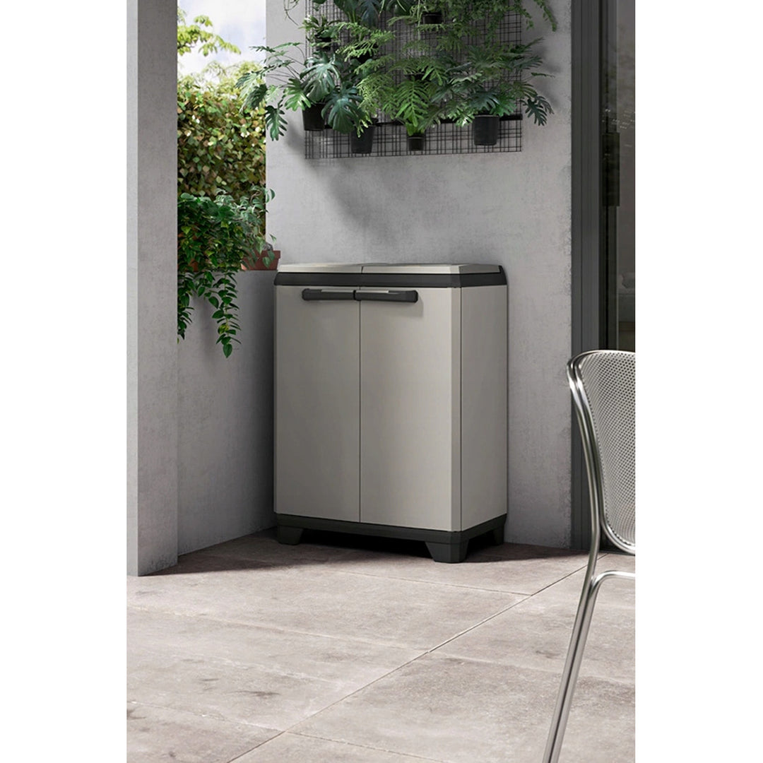 Meuble de tri sélectif Keter Planet, capacité 2 x 110 L, couleur grise, 68 x 39 x 92 cm, 246640