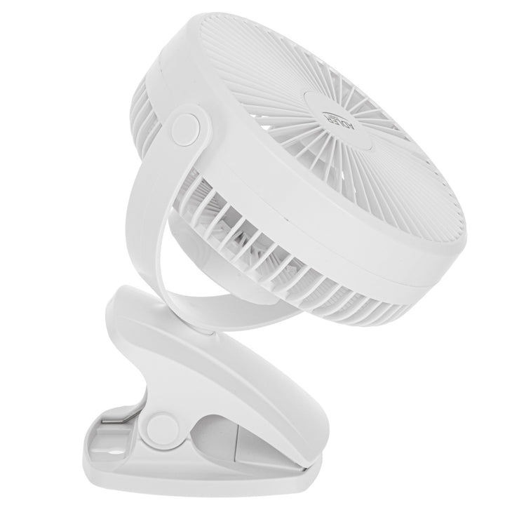 Ventilateur de bureau à pince, rechargeable, 15,5 cm, rotation à 360°, USB-C, Adler