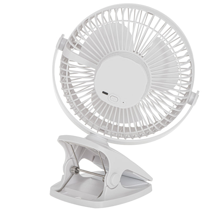 Ventilateur de bureau à pince, rechargeable, 15,5 cm, rotation à 360°, USB-C, Adler