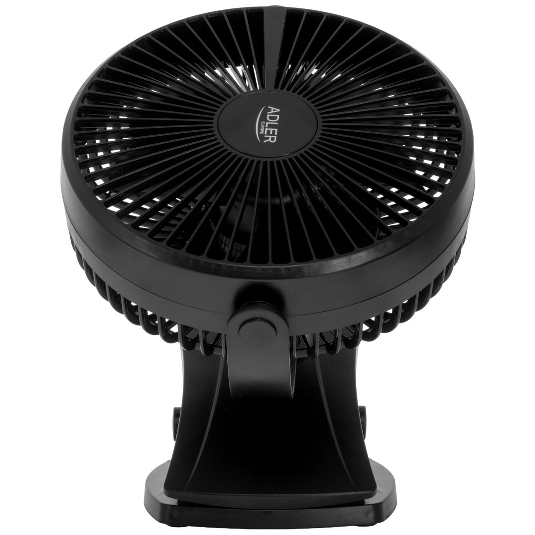 Ventilateur de bureau à pince, rechargeable, 15,5 cm, rotation à 360°, USB-C, Adler