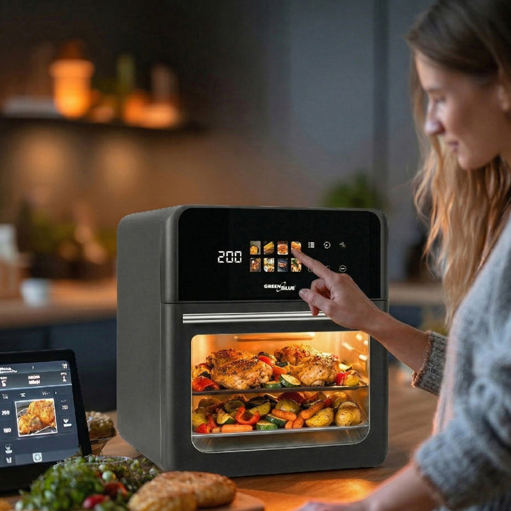 Friteuse sans huile AIR FRYER GreenBlue, puissance 1800 W, capacité 10 l, 8 programmes, accessoires, minuterie, GB950 + thermomètre/sonde pour aliments, GreenBlue GB178