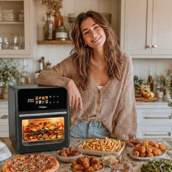 Friteuse sans huile AIR FRYER GreenBlue, puissance 1800 W, capacité 10 l, 8 programmes, accessoires, minuterie, GB950 + 100 sachets en papier de 16 cm