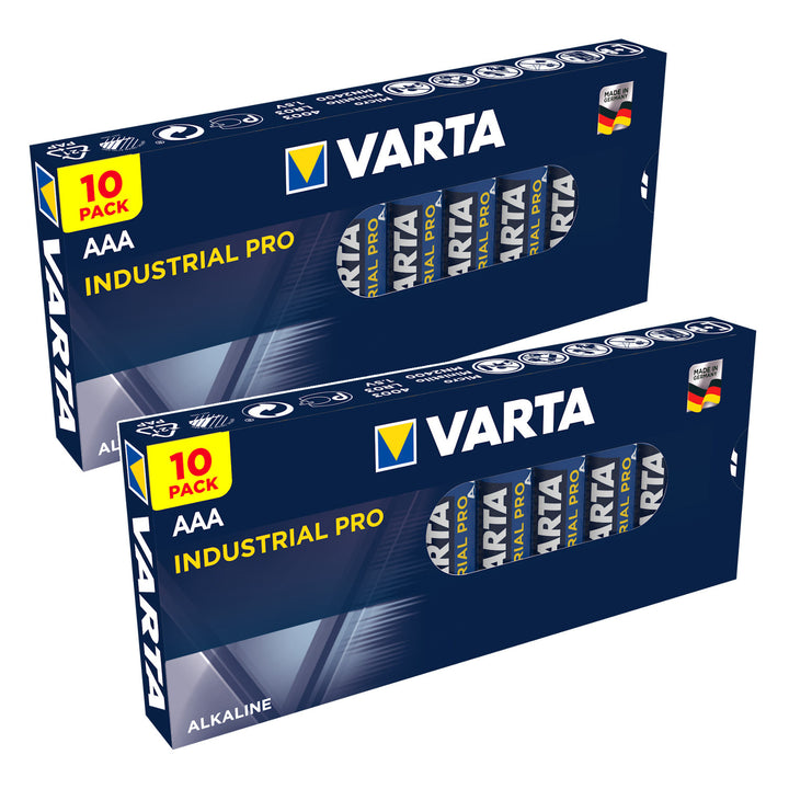 20 piles alcalines R-03 LR03 AAA Varta Industrial 4003