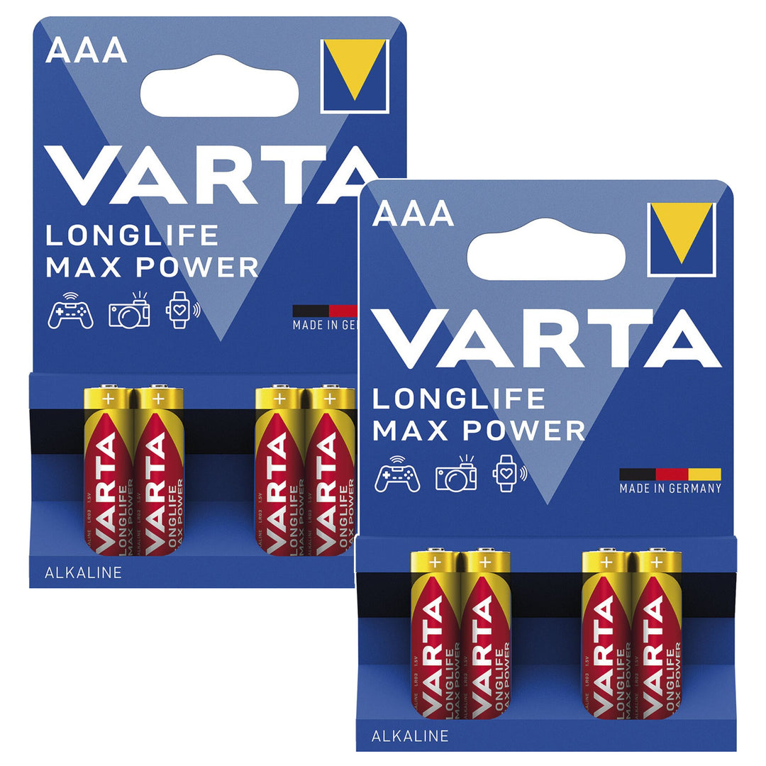 8 piles R-03 R03 AAA 1,5 V alcalines Varta Longlife Max Power