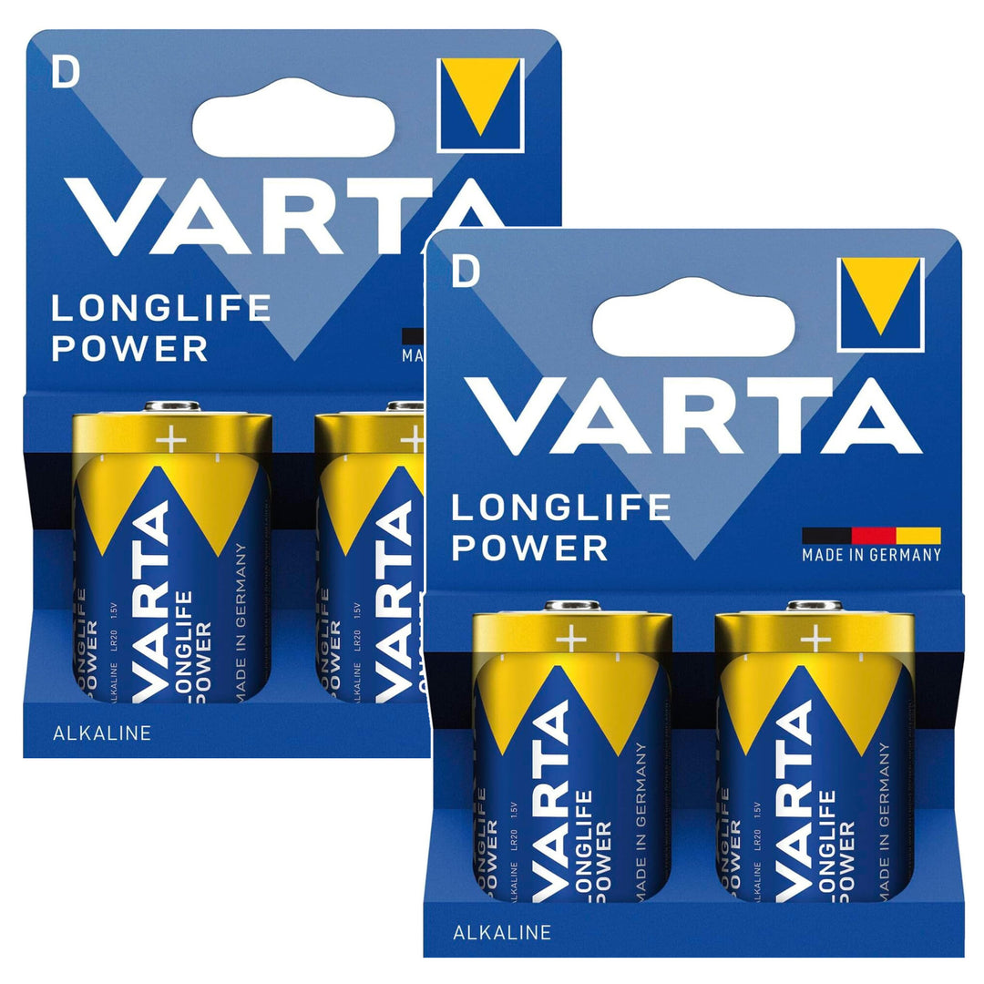 4 piles R-20 R20 D 1,5 V alcalines Longlife Power Varta