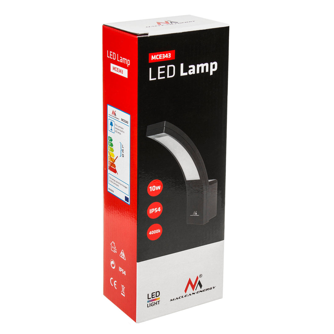 Lampe LED d'extérieur Maclean, 800 lm, IP54, 10 W, lumière blanche naturelle (4000 K), couleur noire, MCE343 B, lot de 2