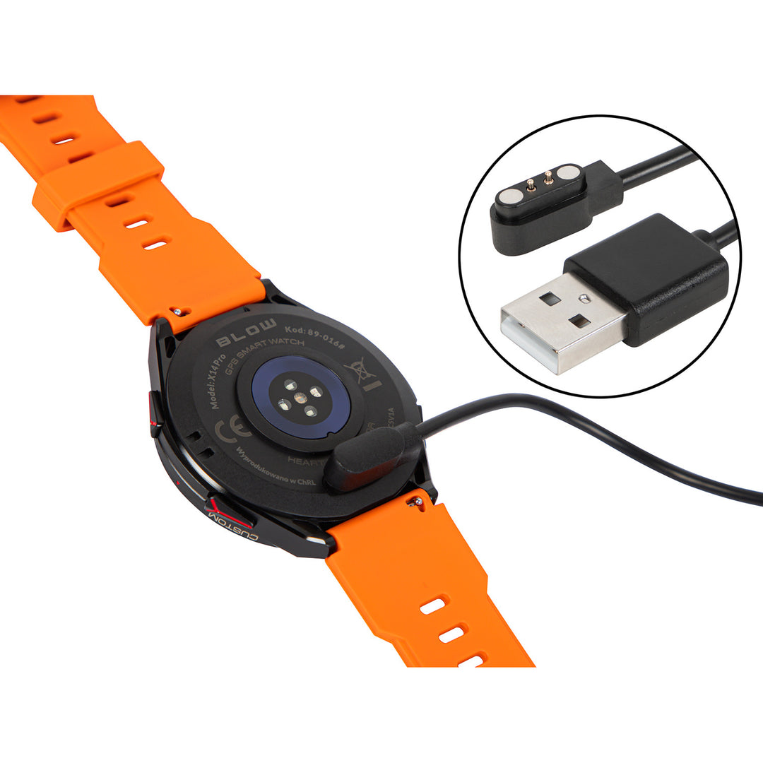 Montre connectée BLOW X14 Pro, écran AMOLED de 1,43 pouces, batterie de 490 mAh, GPS, 4 Go de RAM et 256 Mo de mémoire, fonctions de suivi de la santé, 2 couleurs de bracelet, 89-016#