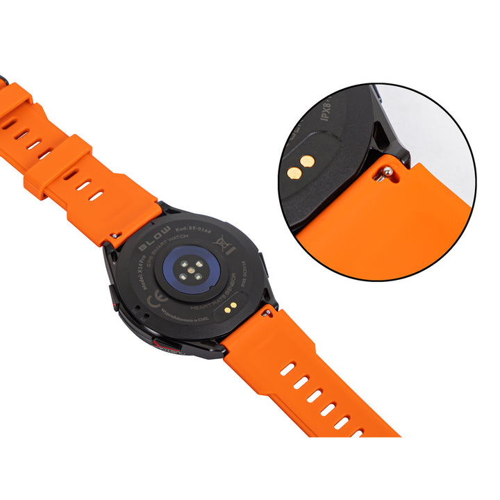 Montre connectée BLOW X14 Pro, écran AMOLED de 1,43 pouces, batterie de 490 mAh, GPS, 4 Go de RAM et 256 Mo de mémoire, fonctions de suivi de la santé, 2 couleurs de bracelet, 89-016#