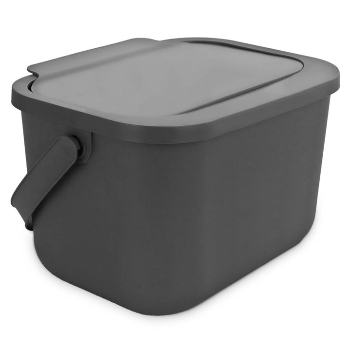 Poubelle pour déchets organiques 6 l, grise, Bini Practic + 5 filtres à charbon Practic