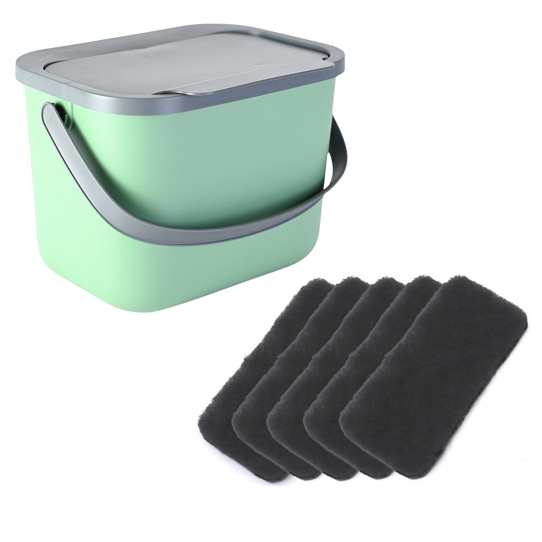 Poubelle pour déchets organiques 6 l vert-gris Bini Practic + 5 filtres à charbon Practic