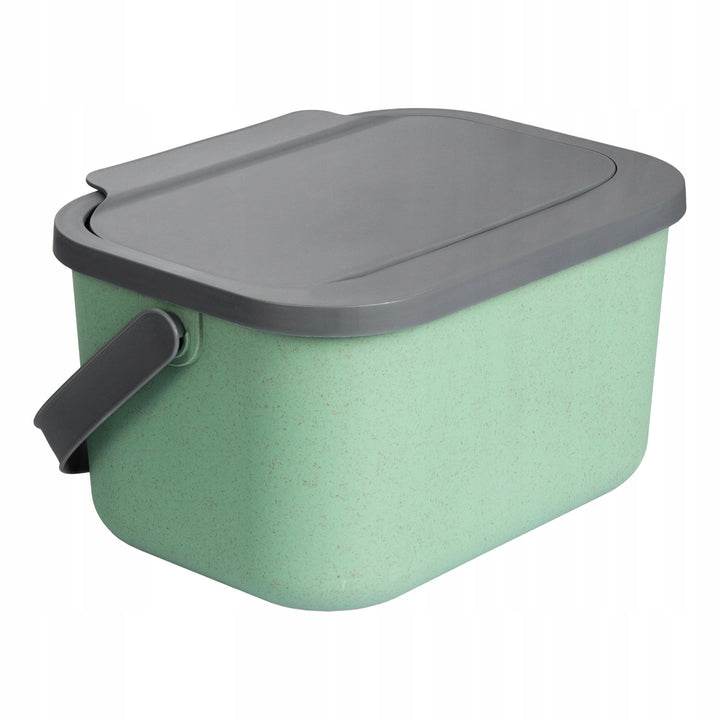 Poubelle pour déchets organiques, capacité 4,5 litres, verte avec couvercle gris, Mini Bini + 5 filtres à charbon Practic