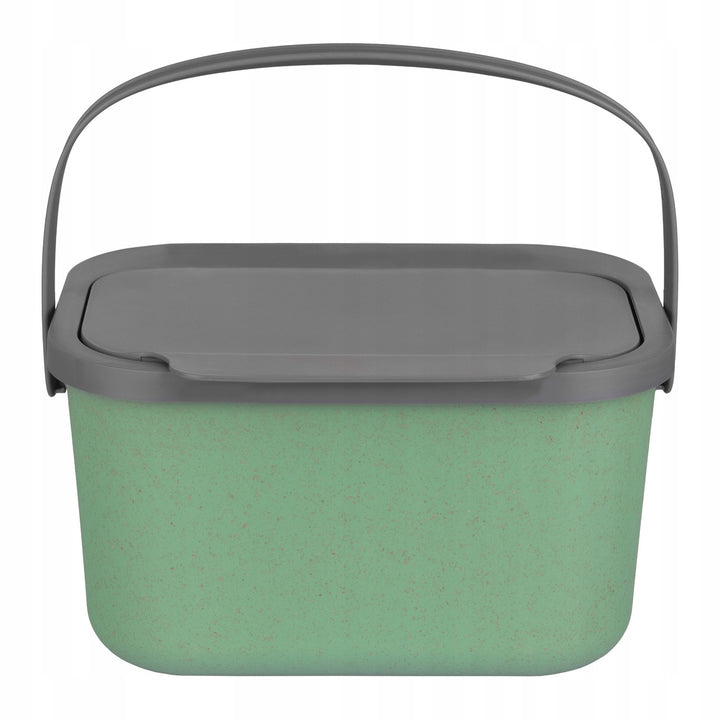 Poubelle pour déchets organiques, capacité 4,5 litres, verte avec couvercle gris, Mini Bini + 5 filtres à charbon Practic