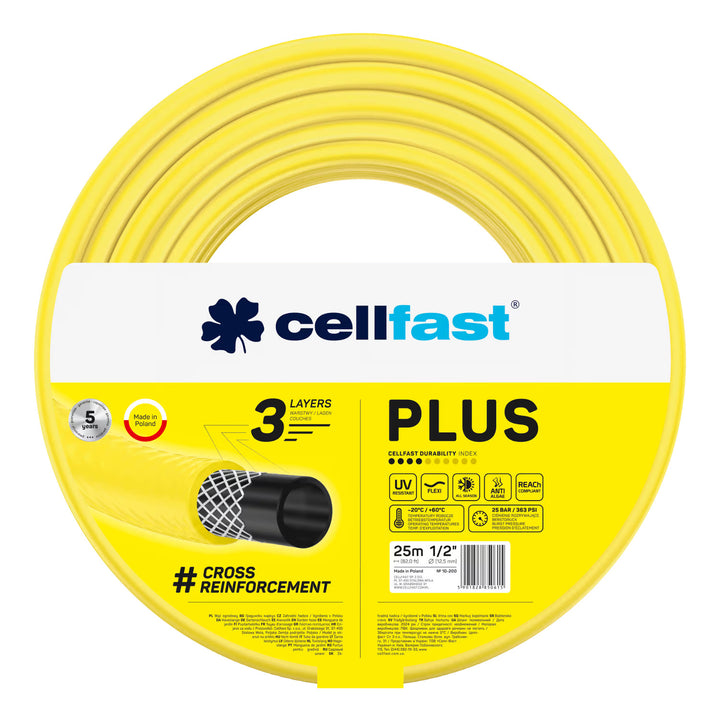 Chariot pour tuyau Cellfast Aluplus 1/2" 60 m + tuyau d'arrosage Cellfast Plus 1/2" 25 m