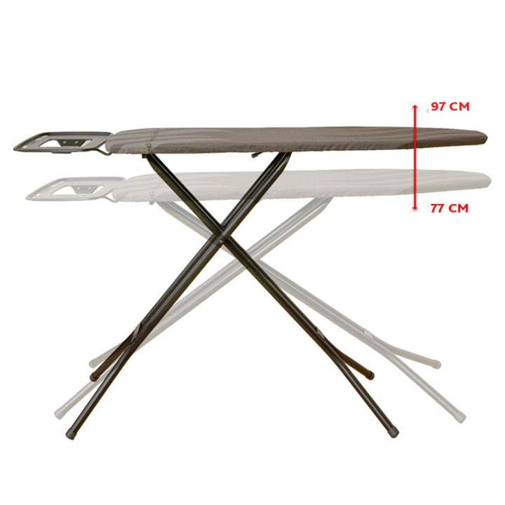 Table à repasser Vileda Total Reflect Ultimate, housse 100 % coton, renvoie la chaleur et la vapeur vers les tissus, hauteur réglable, socle XXL, 183416