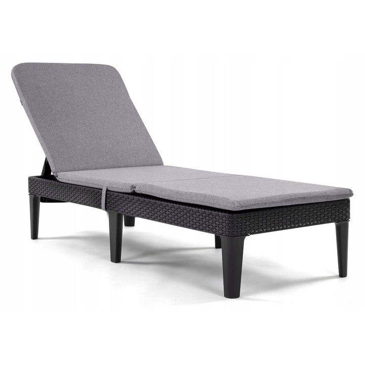 Coussin pour transat Jaipur, couleur grise, tissu S-550, dimensions 190 x 60 cm, deux systèmes de fixation, imperméable, lavable dans son intégralité, Jaipur Melange S-03