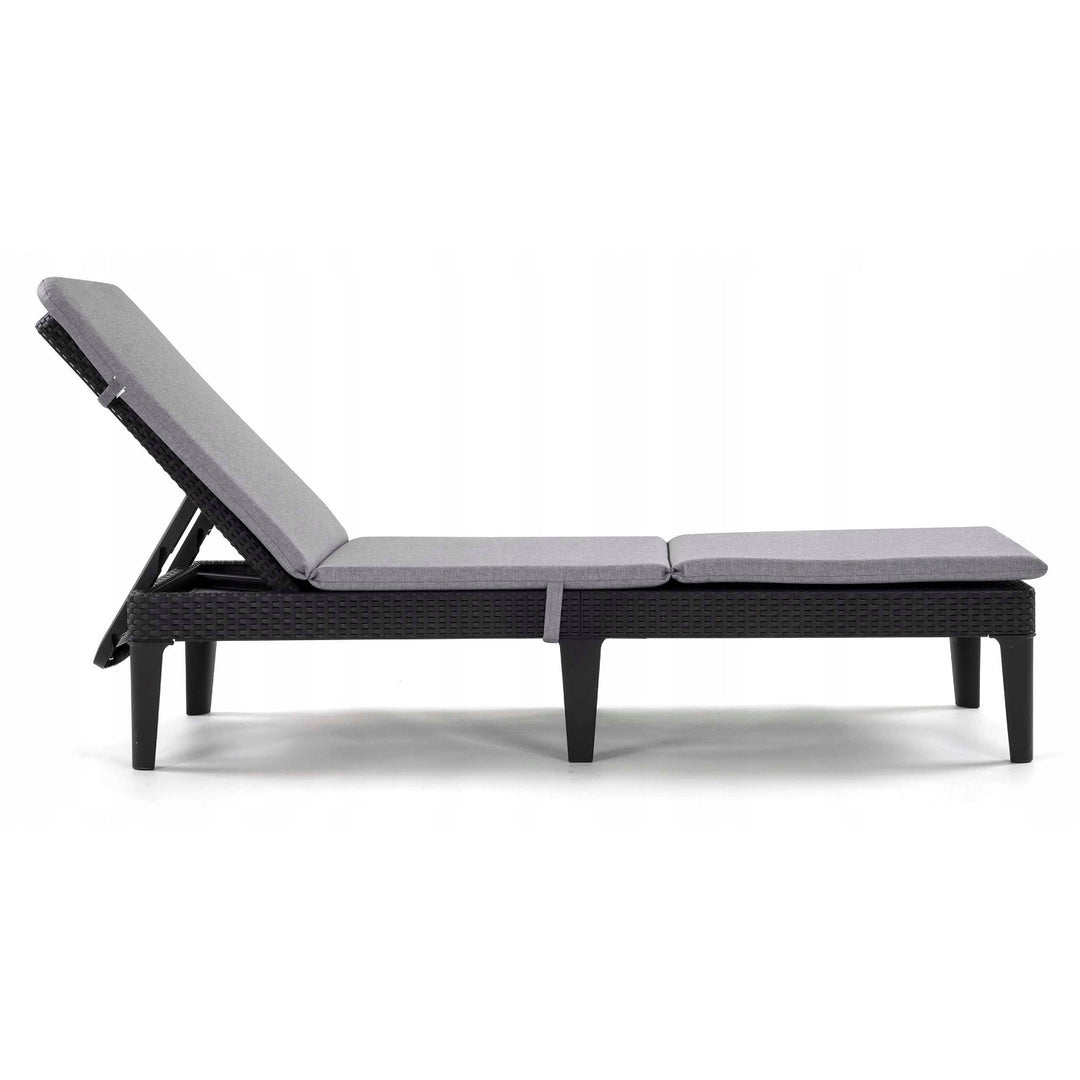 Coussin pour transat Jaipur, couleur grise, tissu S-550, dimensions 190 x 60 cm, deux systèmes de fixation, imperméable, lavable dans son intégralité, Jaipur Melange S-03