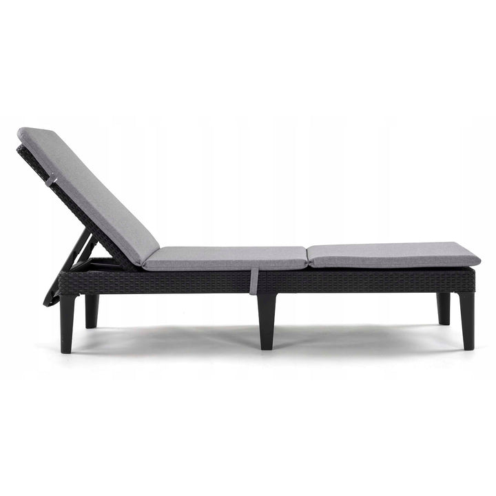 Coussin pour transat Jaipur, couleur grise, tissu S-550, dimensions 190 x 60 cm, deux systèmes de fixation, imperméable, lavable dans son intégralité, Jaipur Melange S-03