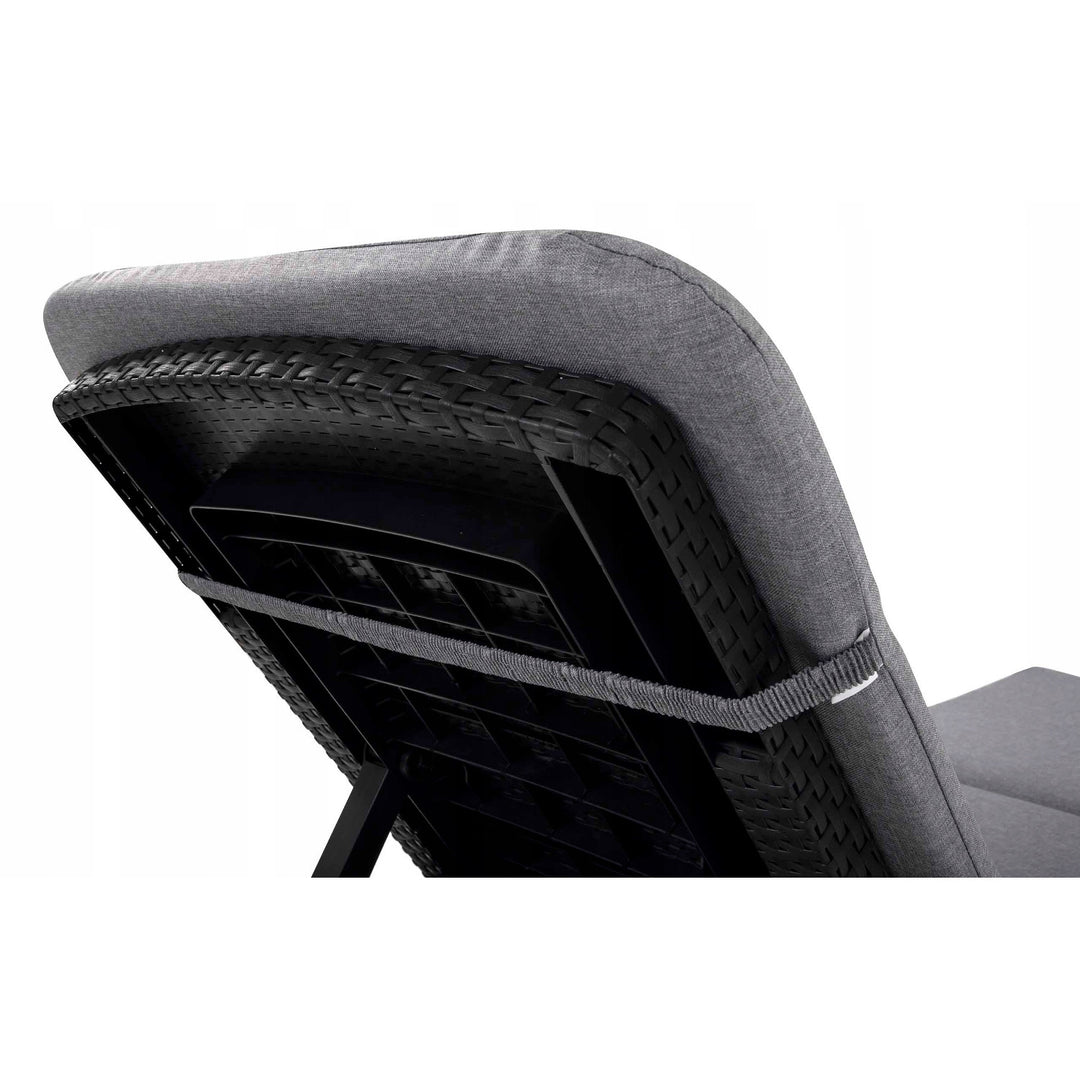 Coussin pour transat Jaipur, couleur grise, tissu S-550, dimensions 190 x 60 cm, deux systèmes de fixation, imperméable, lavable dans son intégralité, Jaipur Melange S-03