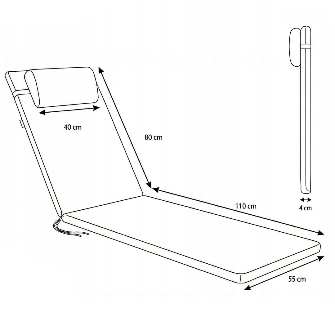Coussin pour transat Madera, couleur gris foncé, tissu S-500, dimensions 190 x 55 cm, fixation par sangle élastique, imperméable, Madera S-49