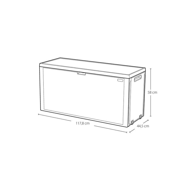Coffre de jardin Keter Emily, capacité 277 L, couleur anthracite, charge maximale 20 kg, résistant aux intempéries, équipé de poignées et de roulettes, 249722