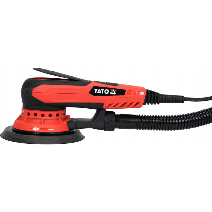 Ponceuse excentrique Yato, 150 mm, puissance 350 W, vitesse 4 000-10 000 tr/min, longueur de câble 3 m, possibilité de raccorder un aspirateur, YT-82206