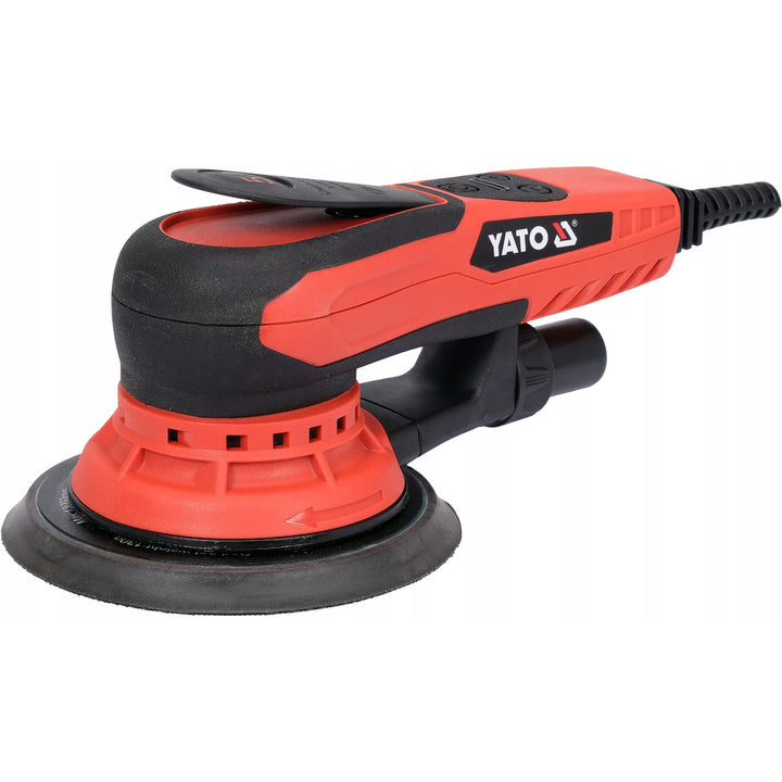 Ponceuse excentrique Yato, 150 mm, puissance 350 W, vitesse 4 000-10 000 tr/min, longueur de câble 3 m, possibilité de raccorder un aspirateur, YT-82206