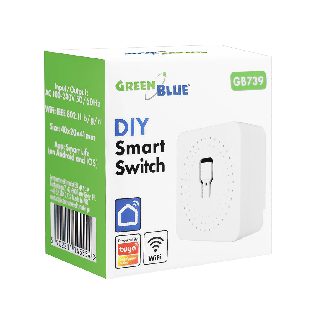 Relais Wi-Fi encastrable GreenBlue, Android/iOS/Alexa/Google Home, 100-240 V CA, 50/60 Hz, 16 A max., pour LED 150 W, GB739, lot de 4