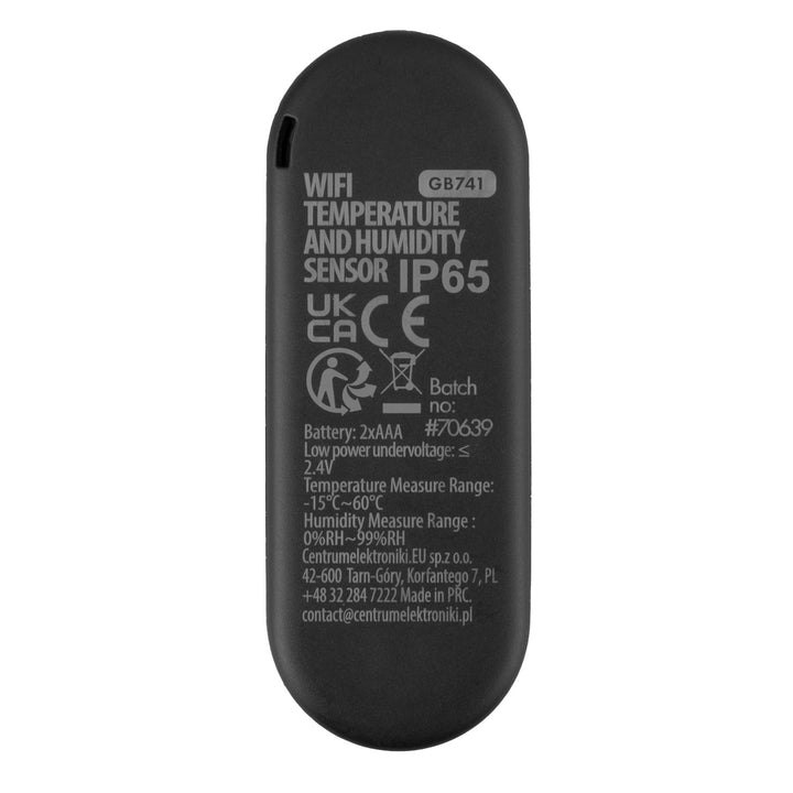 Capteur extérieur de température et d'humidité WiFi GreenBlue, Android/iOS, 3,0 V CC, LR03 x 2, IP65, GB741, lot de 2