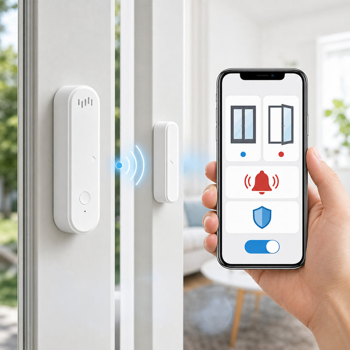 Contacteur sans fil / capteur d'ouverture Wi-Fi GreenBlue, Android/iOS, pour portes / fenêtres, 3,0 V CC, LR03x2, avec alarme, GB478, 2 lots