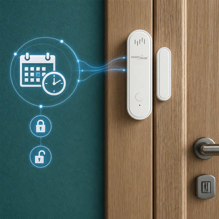 Contacteur sans fil / capteur d'ouverture Wi-Fi GreenBlue, Android/iOS, pour portes / fenêtres, 3,0 V CC, LR03x2, avec alarme, GB478, 2 lots