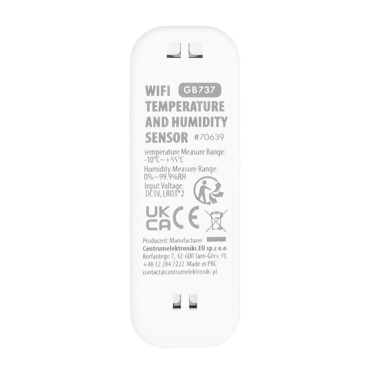 Capteur de température et d'humidité Wi-Fi GreenBlue, compatible Android/iOS/Alexa/Google Home, 3,0 V CC, LR03 x 2, GB737, lot de 2