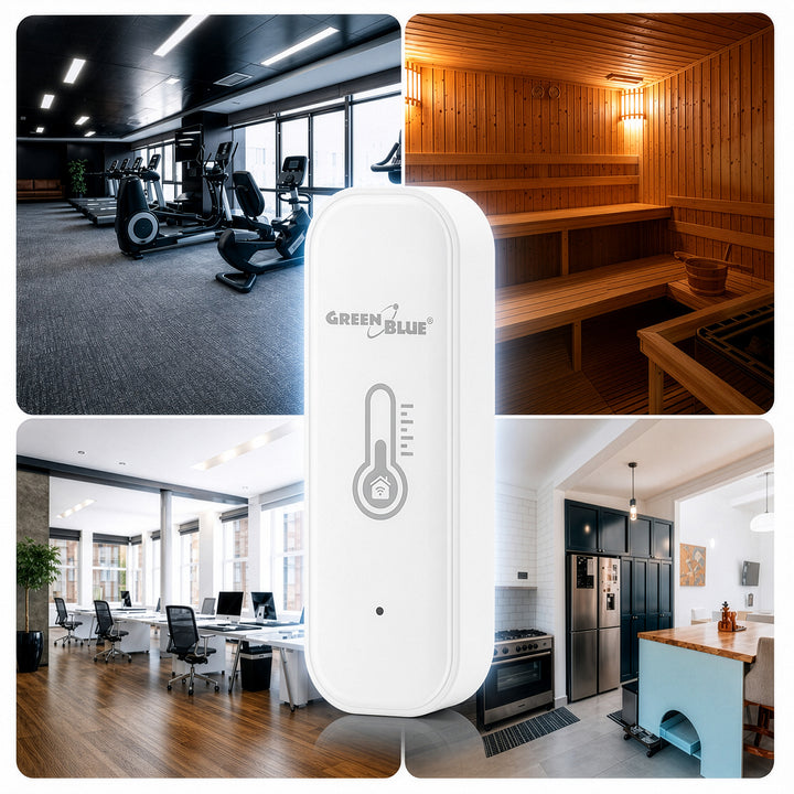 Capteur de température et d'humidité Wi-Fi GreenBlue, compatible Android/iOS/Alexa/Google Home, 3,0 V CC, LR03 x 2, GB737, lot de 2