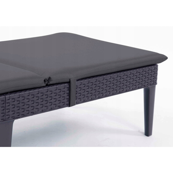 Coussin pour transat Jaipur, couleur gris foncé, tissu S-500, dimensions 190 x 60 cm, deux systèmes de fixation, imperméable, lavable dans son intégralité, S-49, 2 pièces
