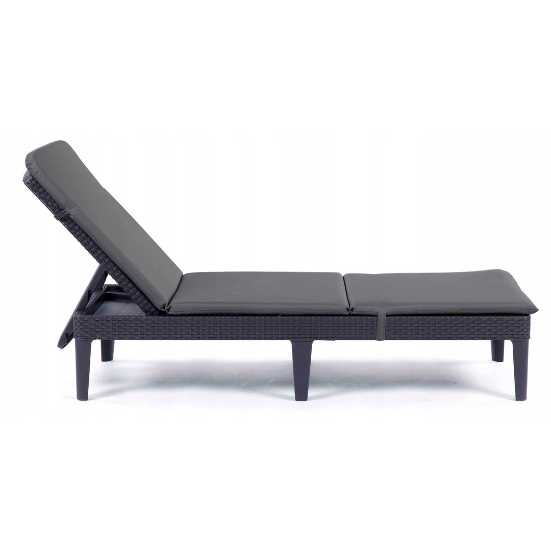 Coussin pour transat Jaipur, couleur gris foncé, tissu S-500, dimensions 190 x 60 cm, deux systèmes de fixation, imperméable, lavable dans son intégralité, S-49, 3 pièces