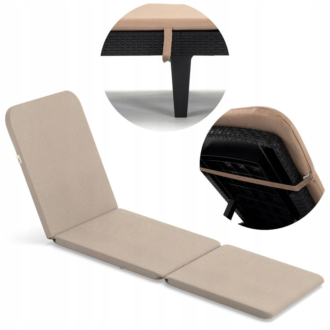 Coussin pour transat Jaipur, couleur beige, tissu S-550 mélangé, dimensions 190 x 60 cm, deux systèmes de fixation, imperméable, lavable dans son intégralité, mélangé S-21, 2 pièces