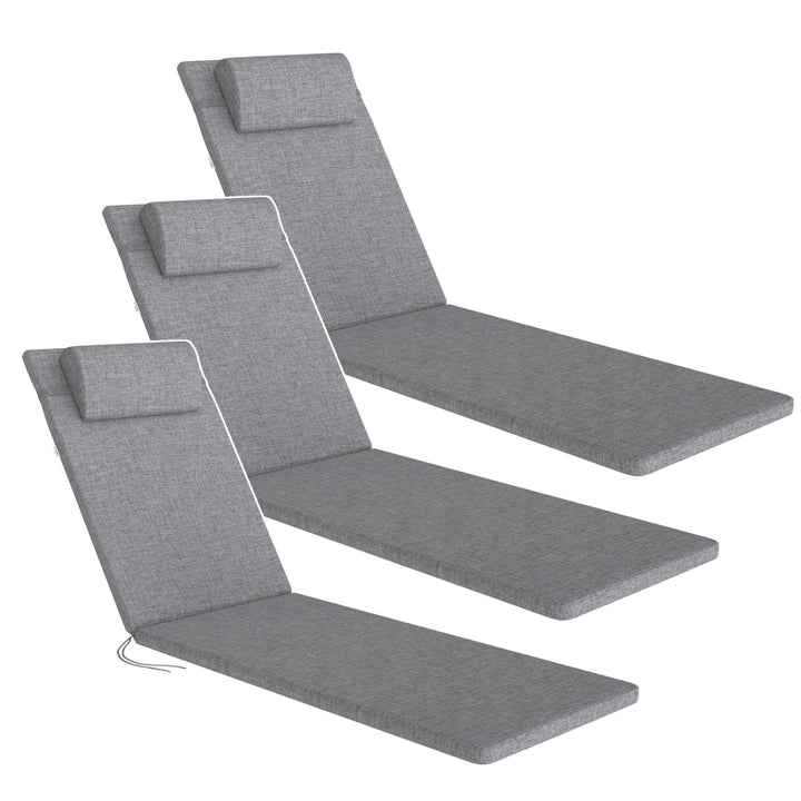 Coussin pour transat Madera, couleur grise, tissu S-550 mélangé, dimensions 190 x 55 cm, fixation par sangle élastique, imperméable, mélangé S-23, lot de 3 pièces